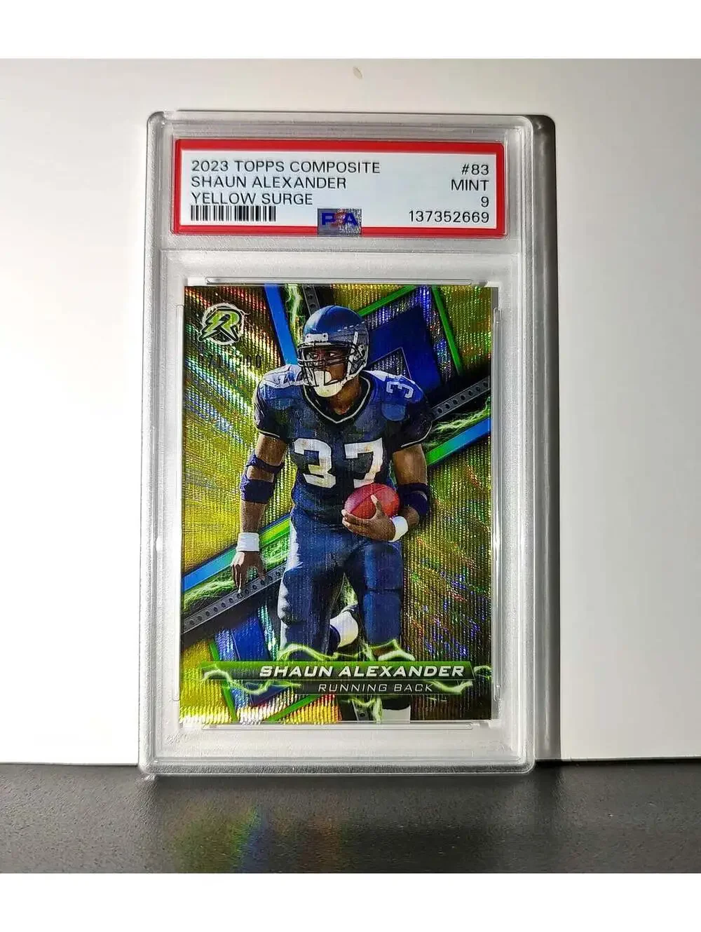 Shaun Alexander 2023 Topps Resurgence 071/200 #83 Yellow Surge PSA 9 Mint